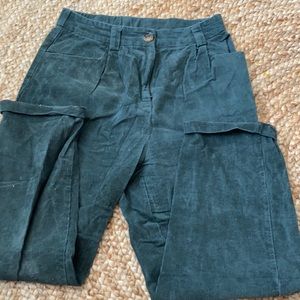 pleated tapered leg corduroy pants